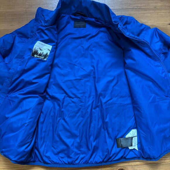 Marmot royal blue puffer full zip high neck boys jacket SIZE XL - Picture 4 of 5